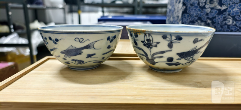 明 青花鱼藻纹碗一对 - 图4